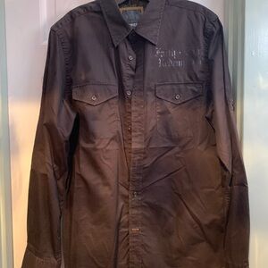 Vintage Y2K Express Button-Up Men’s Brown Shirt M